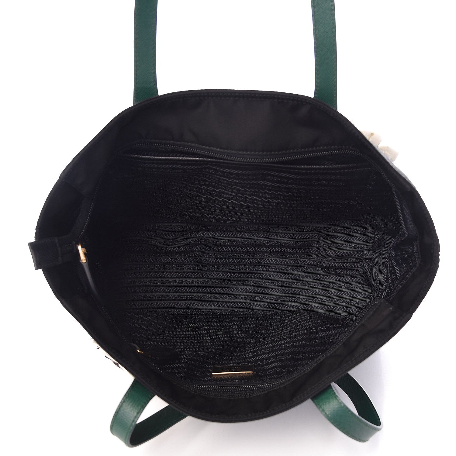 Prada Nylon Tessuto Flower Medium Shopping Tote Bag Black 6 of 12