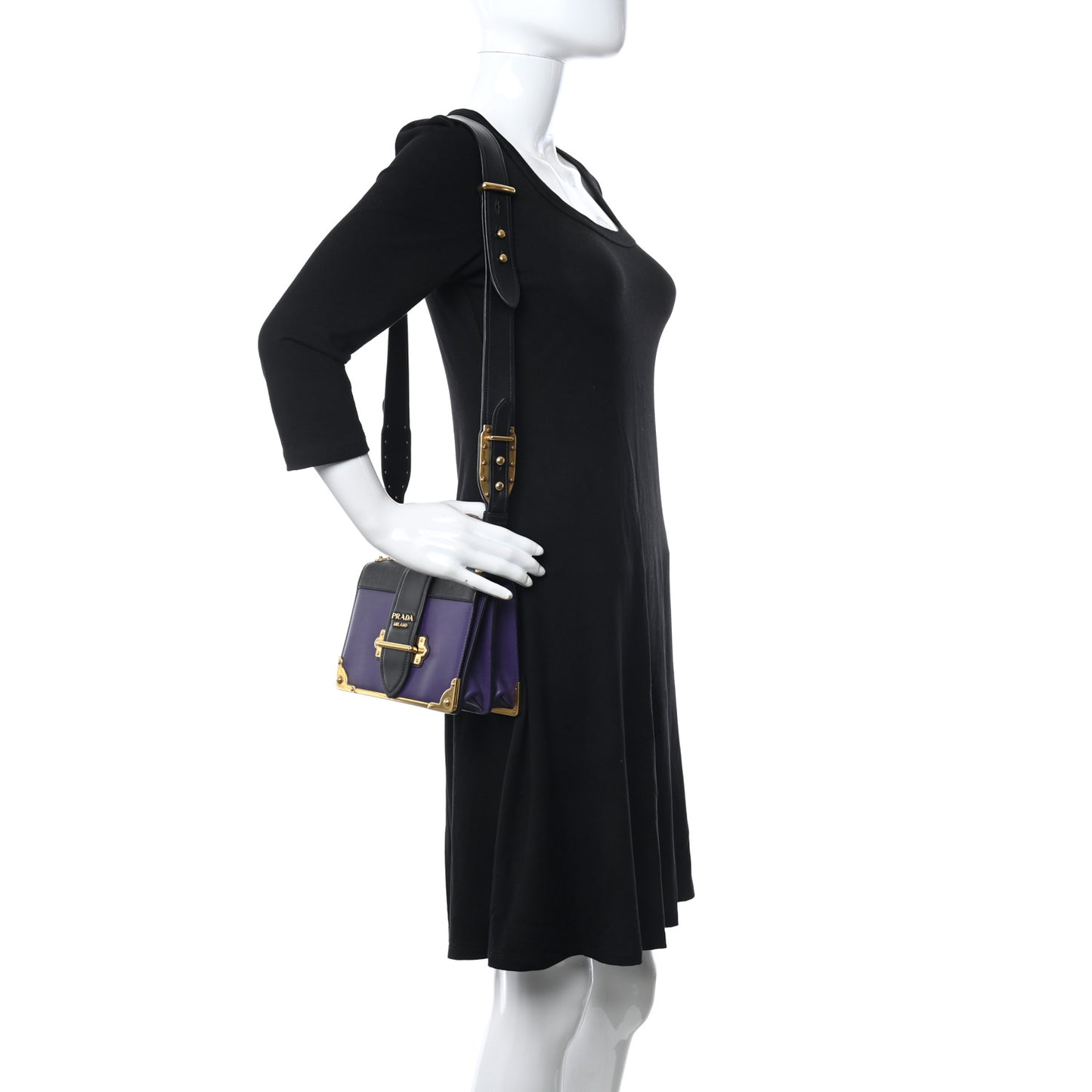 City Calfskin Saffiano Cahier Bag Purple Black