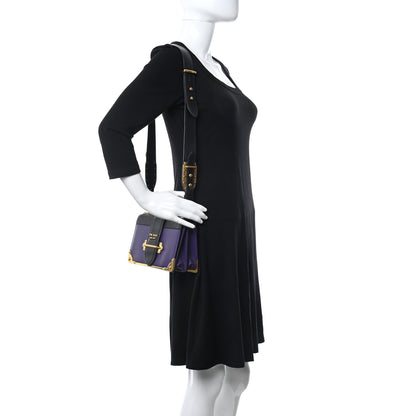 Prada City Calfskin Saffiano Cahier Bag Purple Black 2 of 10