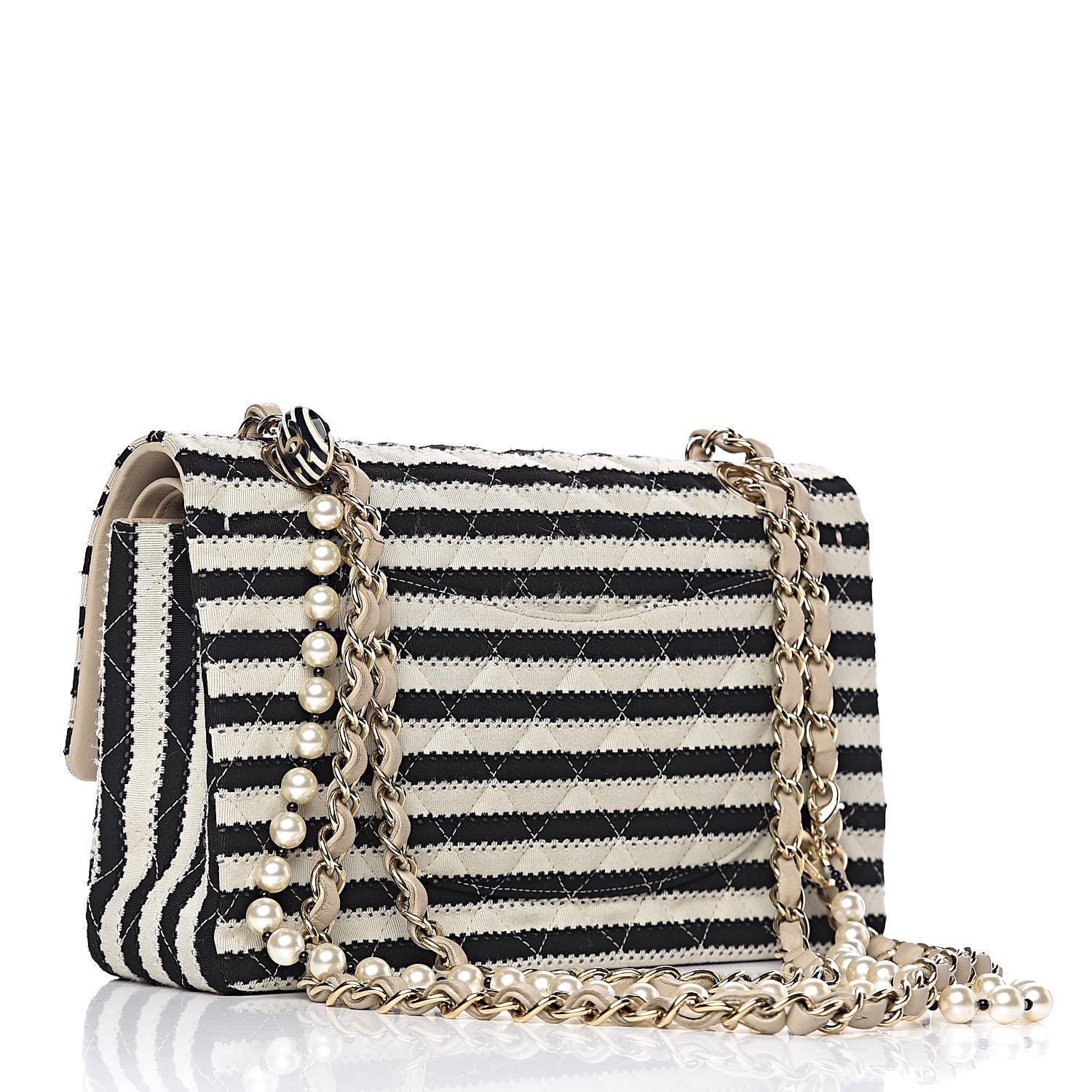 Chanel Jersey Quilted Medium Coco Sailor Flap Black White 3 of 20