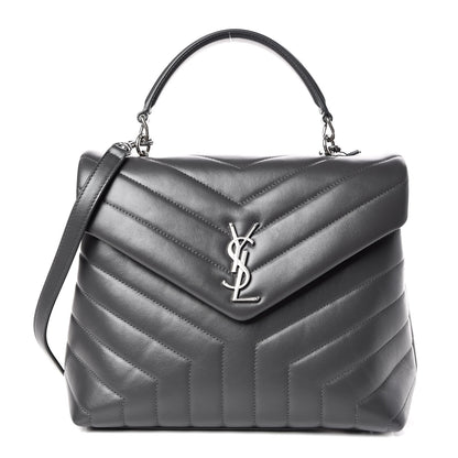Saint Laurent Calfskin Y Quilted Monogram Medium Loulou Satchel Kaki Fonce 1 of 10
