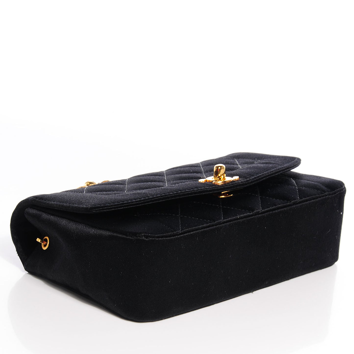 Quilted Satin Evening Flap Black