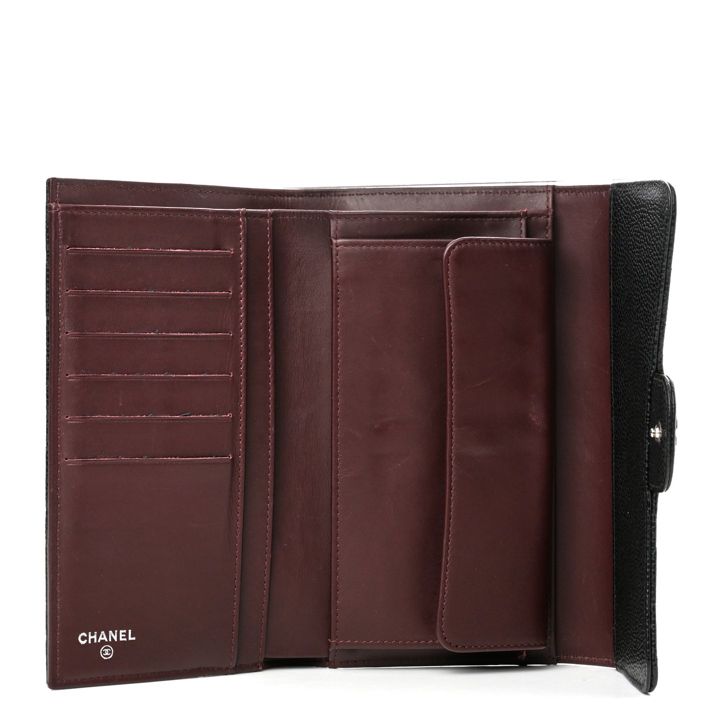Caviar Quilted Medium Flap Wallet Black