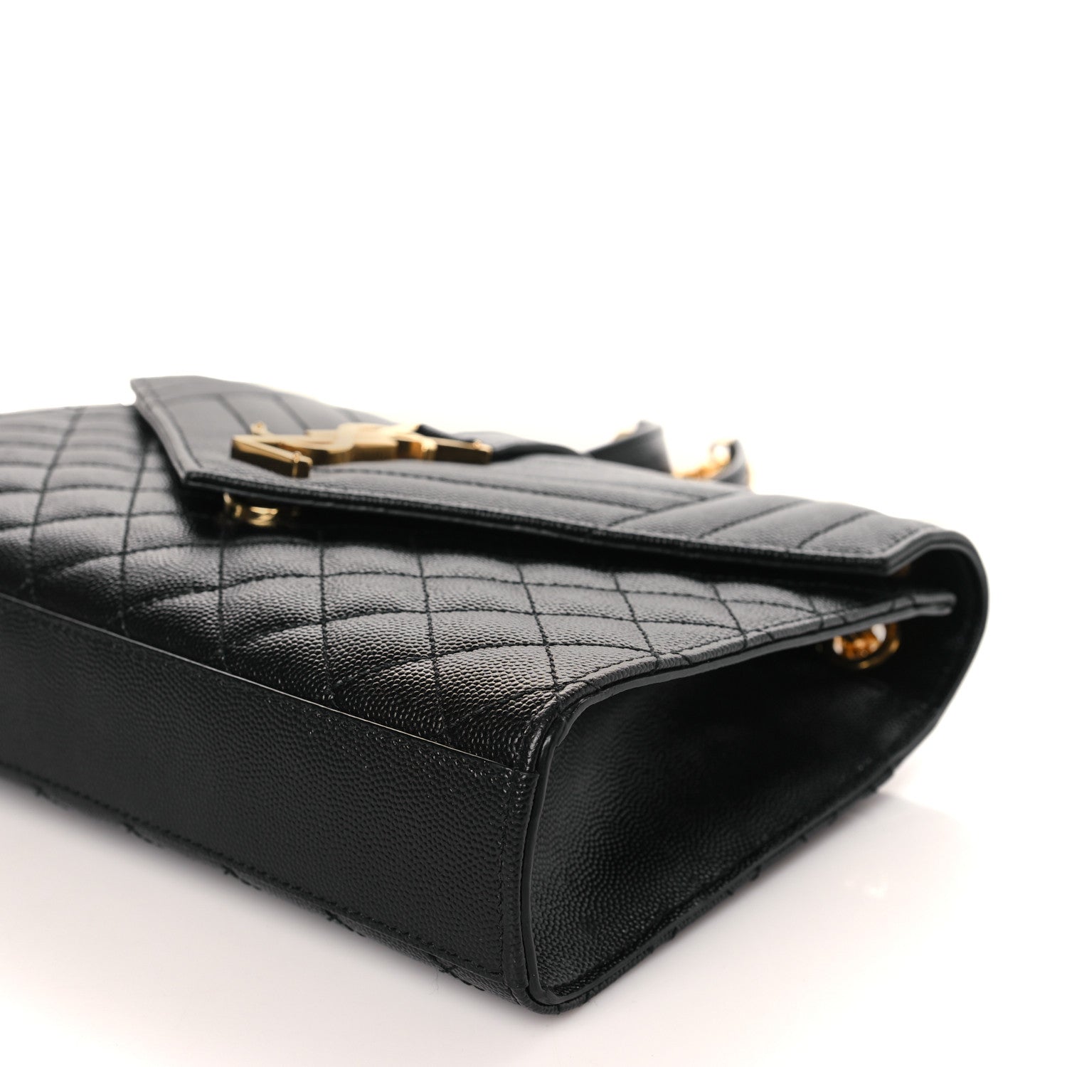 Saint Laurent Grain De Poudre Textured Mixed Matelasse Triquilt Medium Monogram Satchel Black 9 of 9