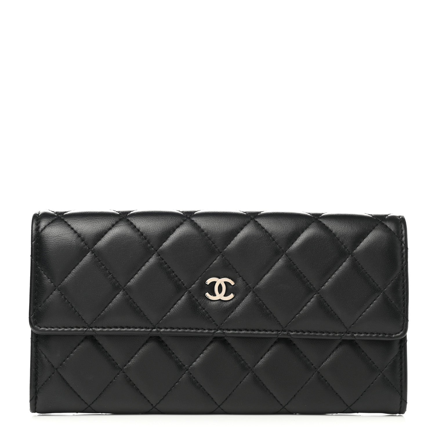 Chanel Lambskin Quilted Long Flap Wallet Black 1 of 8
