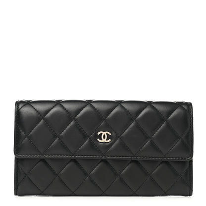 Chanel Lambskin Quilted Long Flap Wallet Black 1 of 8