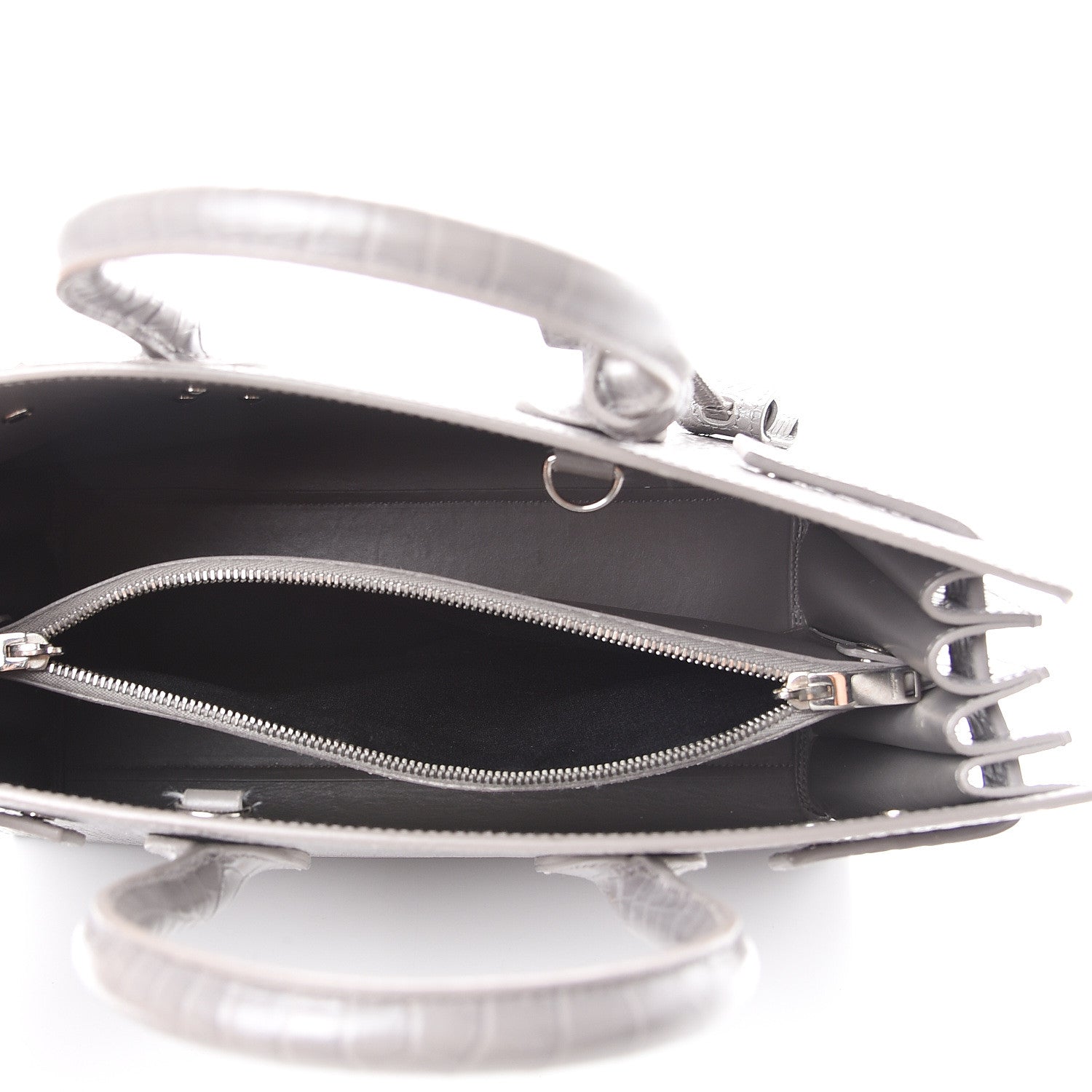 Saint Laurent Calfskin Crocodile Embossed Small Sac De Jour Fog 4 of 21