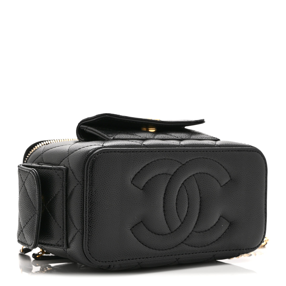 Chanel Caviar Quilted Polly Pocket East West Top Vanity With Chain Black 4 of 11