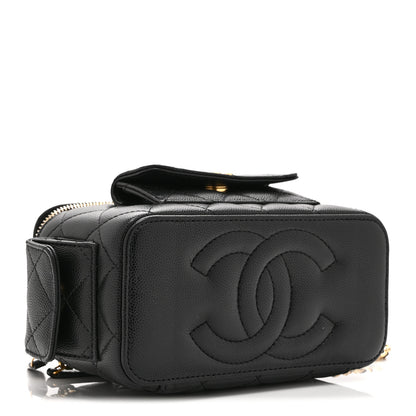 Chanel Caviar Quilted Polly Pocket East West Top Vanity With Chain Black 4 of 11