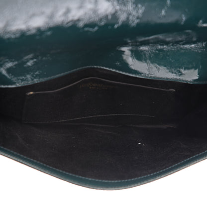 Saint Laurent Textured Patent Calfskin Large Belle De Jour Clutch Green 4 of 10