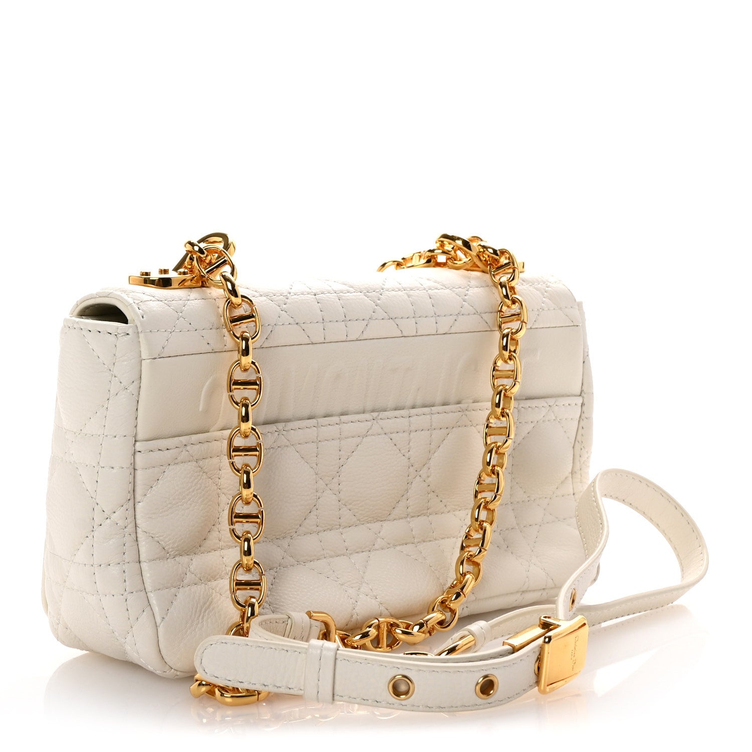 Christian Dior Calfskin Cannage Small Caro Bag Ivory 3 of 10