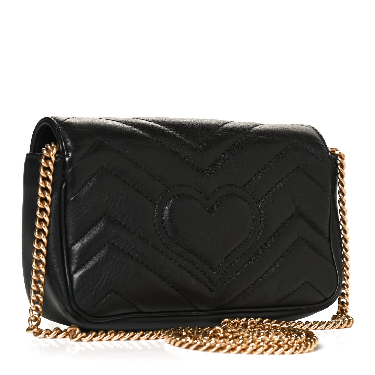 Calfskin Matelasse Super Mini GG Marmont Shoulder Bag Black