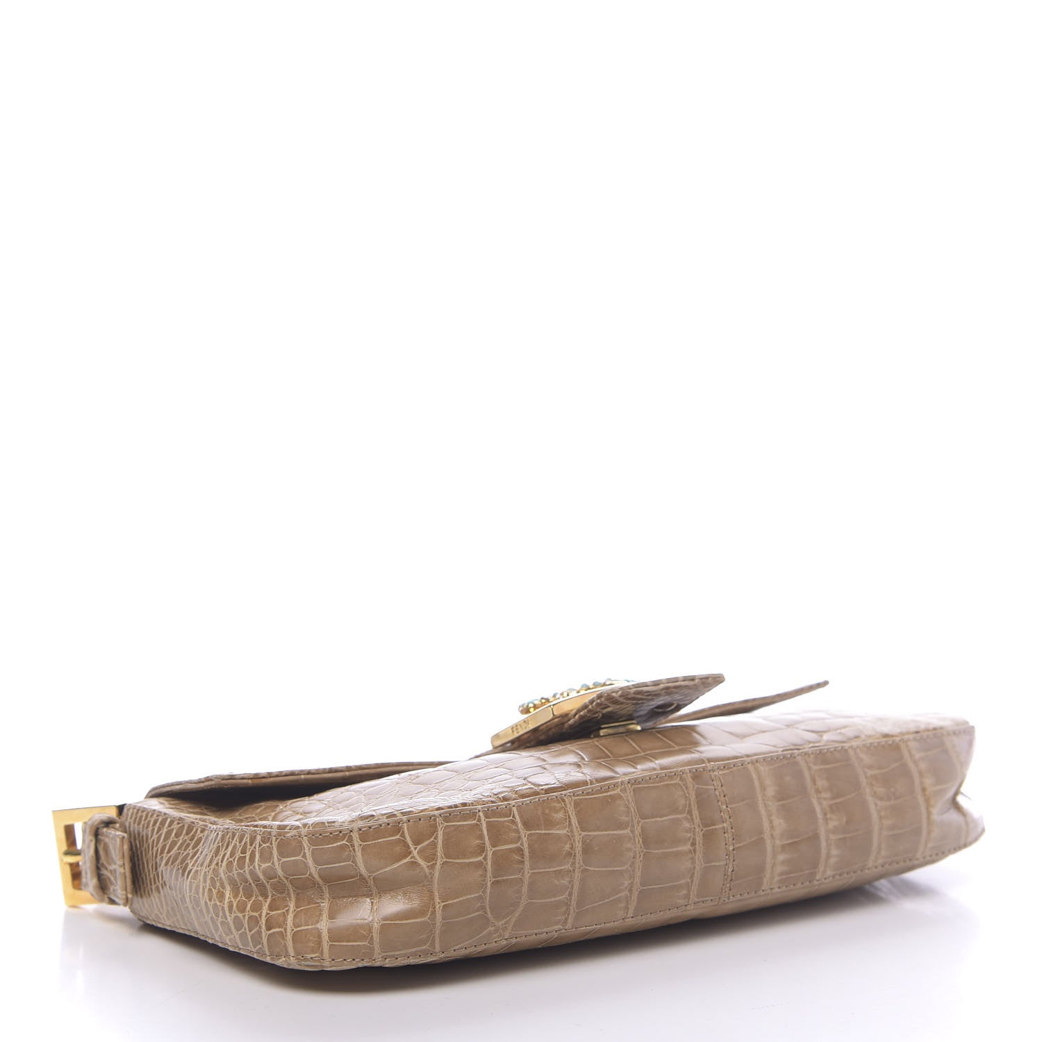 Fendi Fabric Crocodile Crystal Lizard Baguette 4 of 11