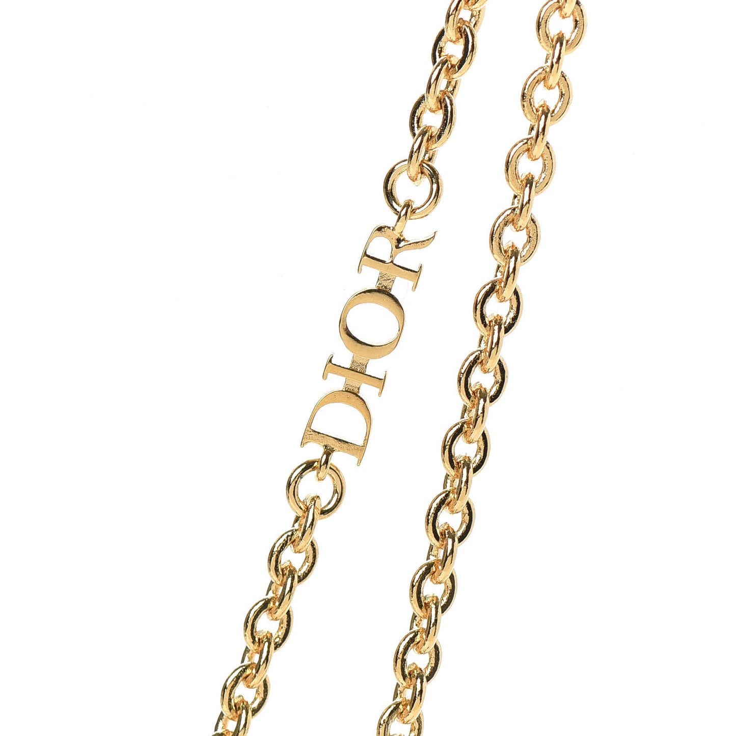 Metal Crystal Multi Strand Charms Necklace Gold