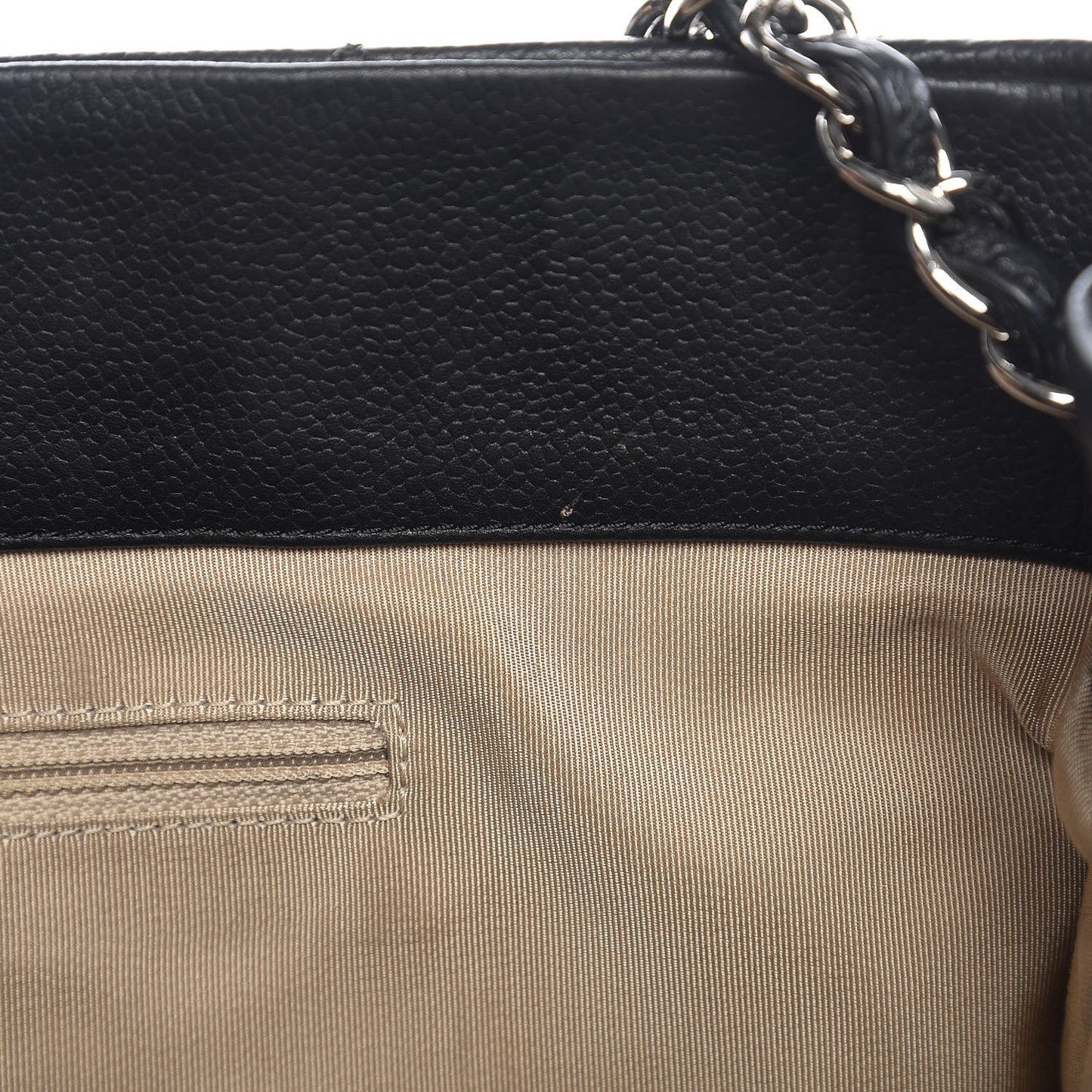 Caviar Quilted Expandable Zip Shoulder Bag Black