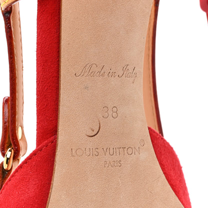 Louis Vuitton Suede Baby Goat Blossom Slingback Pumps 38 Rouge 7 of 9