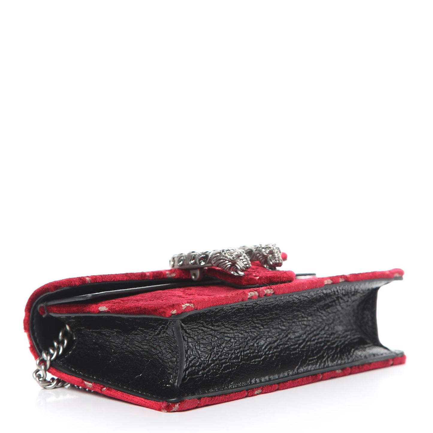 Velvet GG Monogram Super Mini Dionysus Shoulder Bag Red Cipria Black