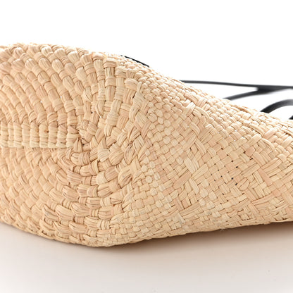 Loewe Calfskin Raffia Paulas Ibiza Small Anagram Basket Tote Bag Natural Black 10 of 11