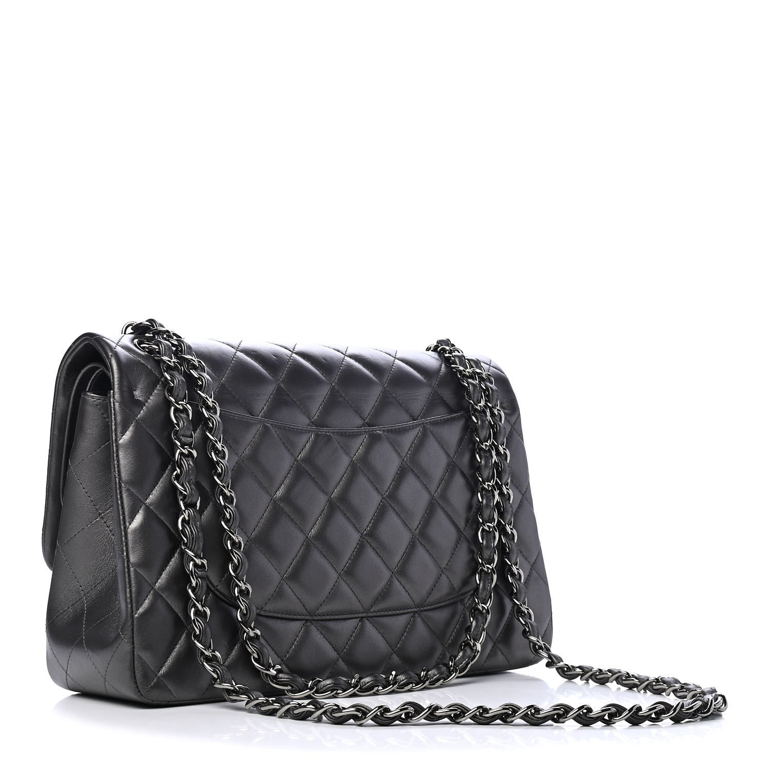 Chanel Metallic Lambskin Quilted Jumbo Double Flap Pewter 2 of 6