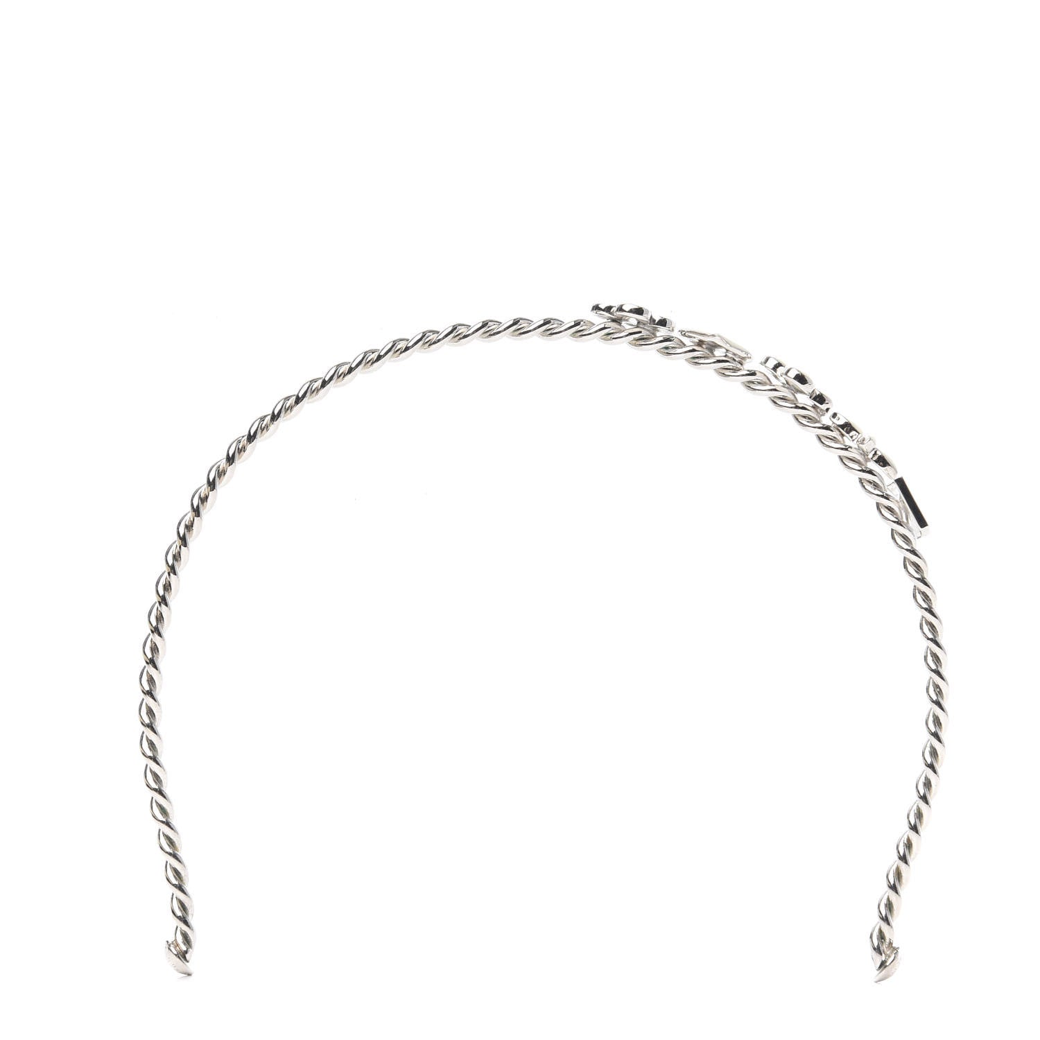 Louis Vuitton Brass Enamel Monogram Sweet Headband Silver 1 of 5