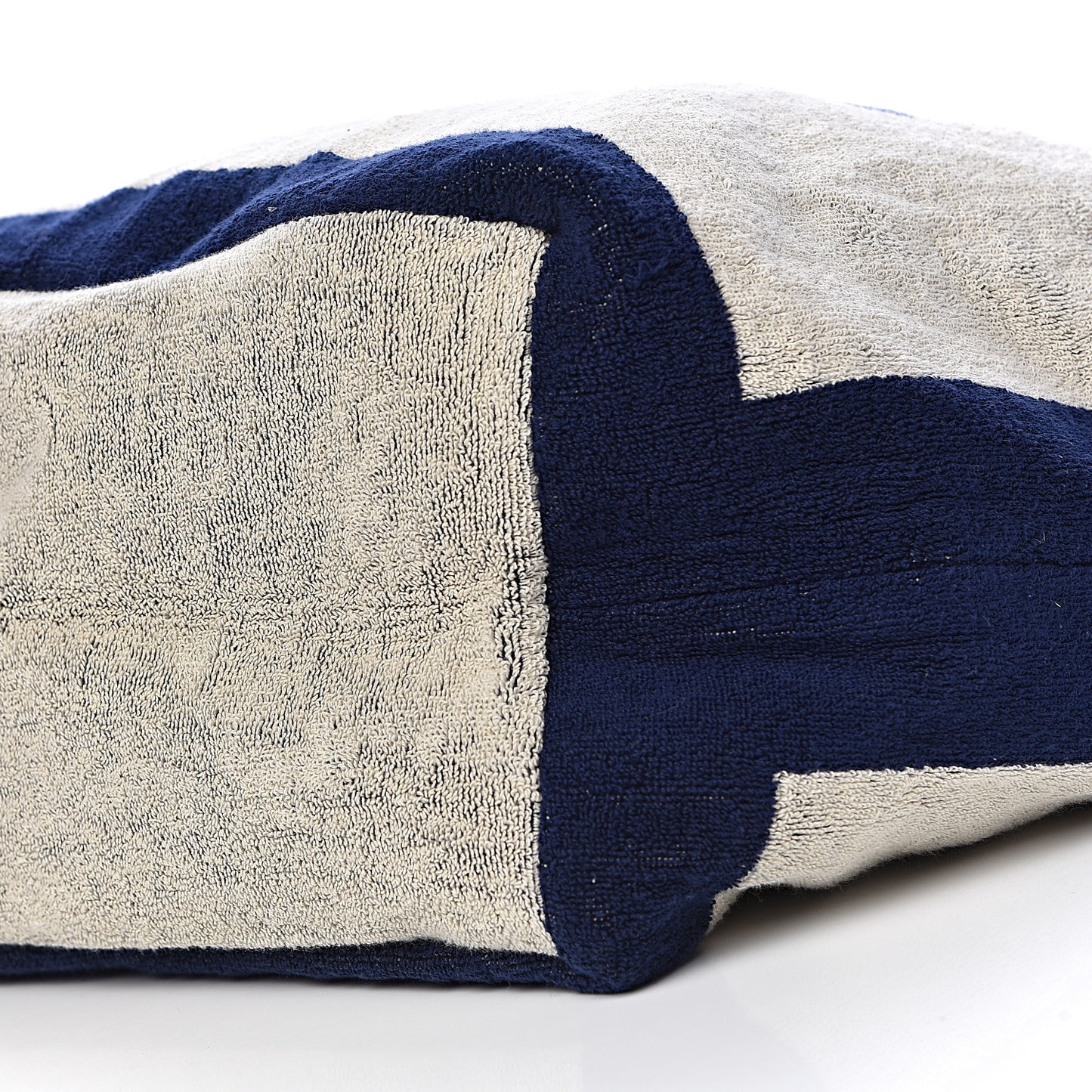 Terry Cotton CC Beach Tote Towel Set Navy Blue Beige