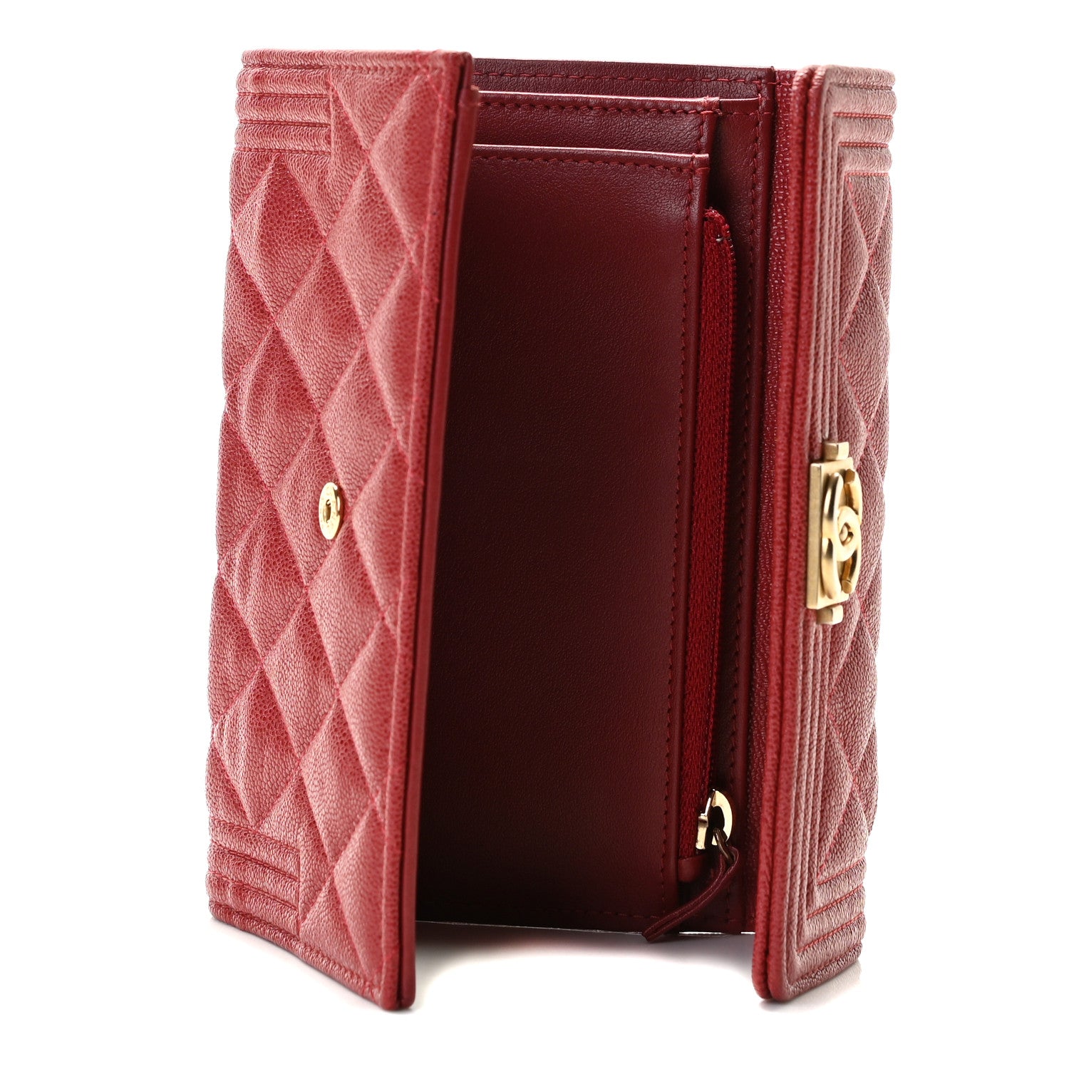Chanel Caviar Quilted Medium Boy Flap Wallet Burgundy 5 of 8