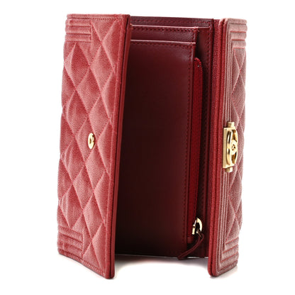 Chanel Caviar Quilted Medium Boy Flap Wallet Burgundy 5 of 8