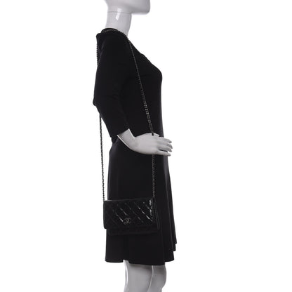 Chanel Patent Quilted Brilliant Wallet On Chain WOC Black 2 of 16