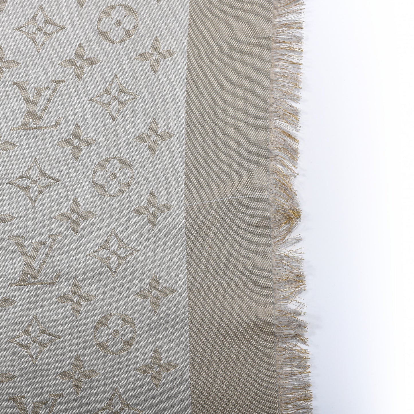 Silk Lurex Wool Monogram Shine Shawl Charcoal Greige