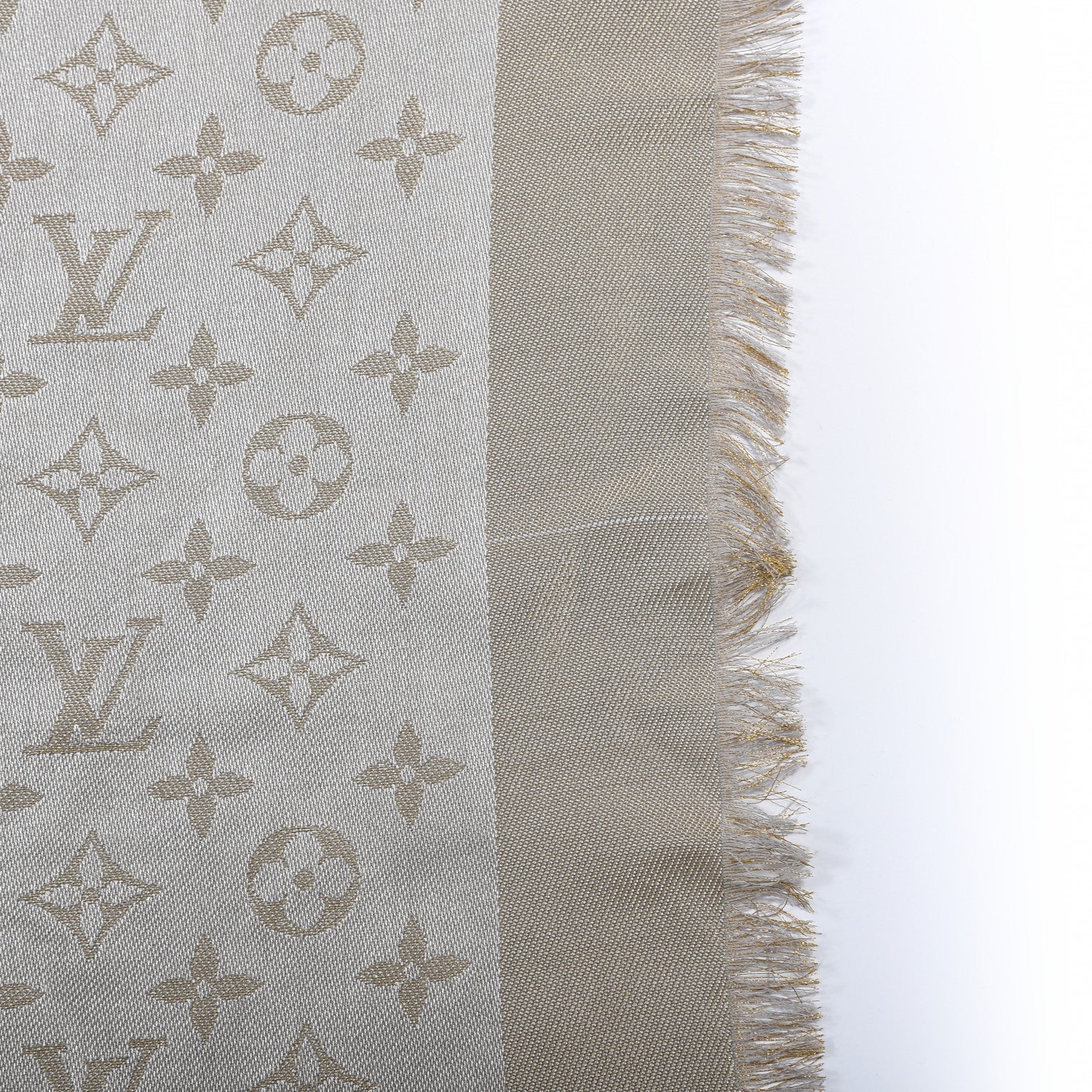 Louis Vuitton Silk Lurex Wool Monogram Shine Shawl Charcoal Greige 3 of 4