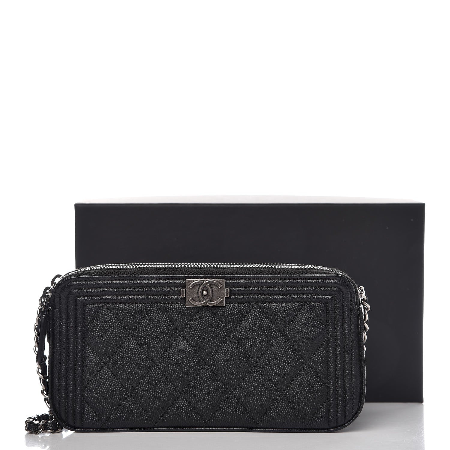 Chanel Caviar Quilted Small Boy Clutch With Chain Black 10 of 10