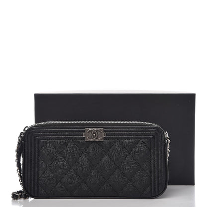 Chanel Caviar Quilted Small Boy Clutch With Chain Black 10 of 10