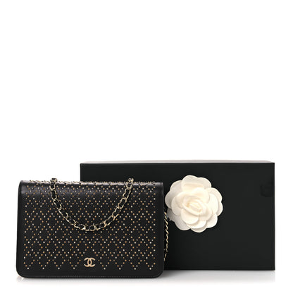 Chanel Lambskin Studded Wallet on Chain WOC Grey 15 of 15
