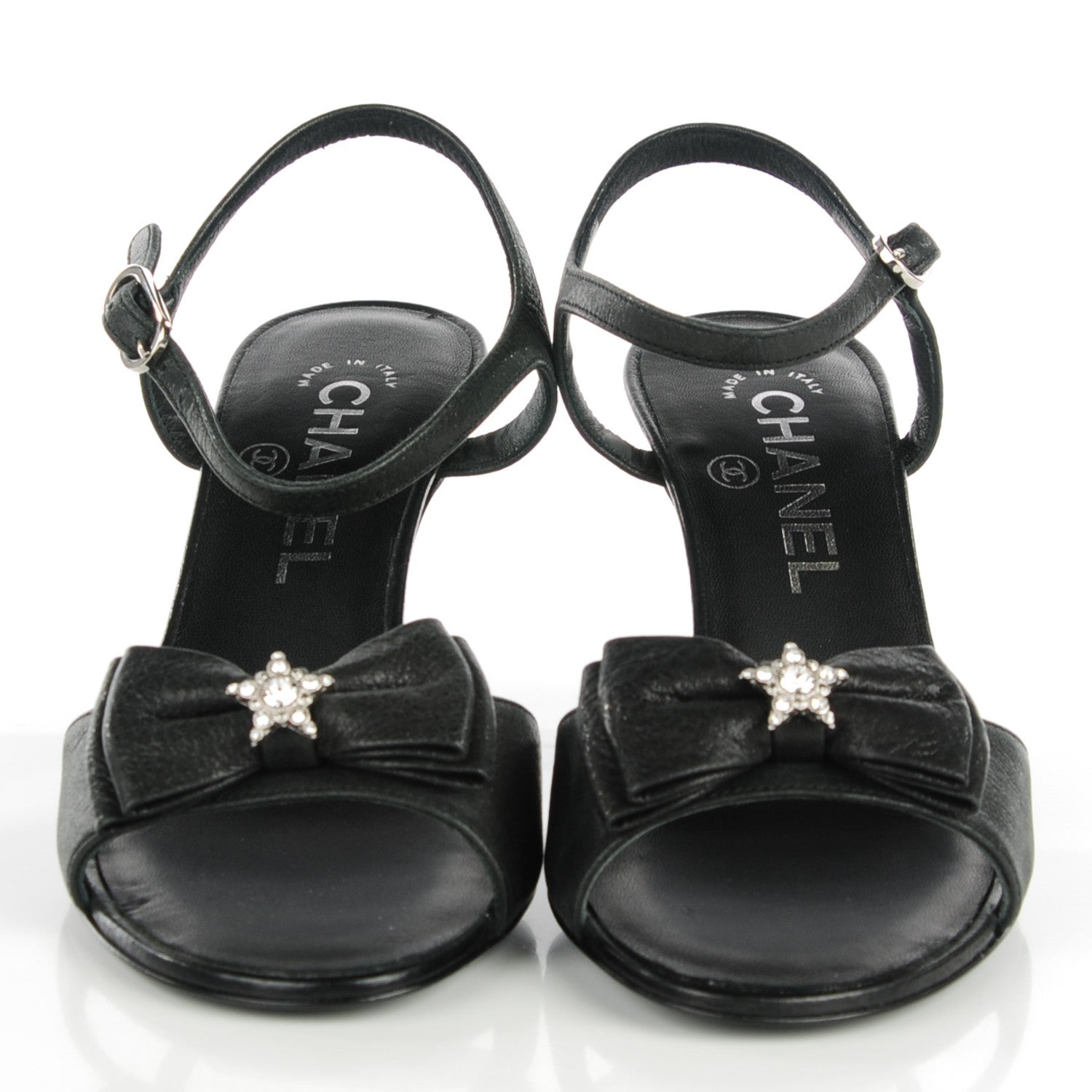 Chanel Glitter Buffalo Crystal Star Sandals 36 Black 2 of 7