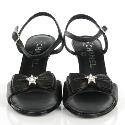 Chanel Glitter Buffalo Crystal Star Sandals 36 Black 2 of 7