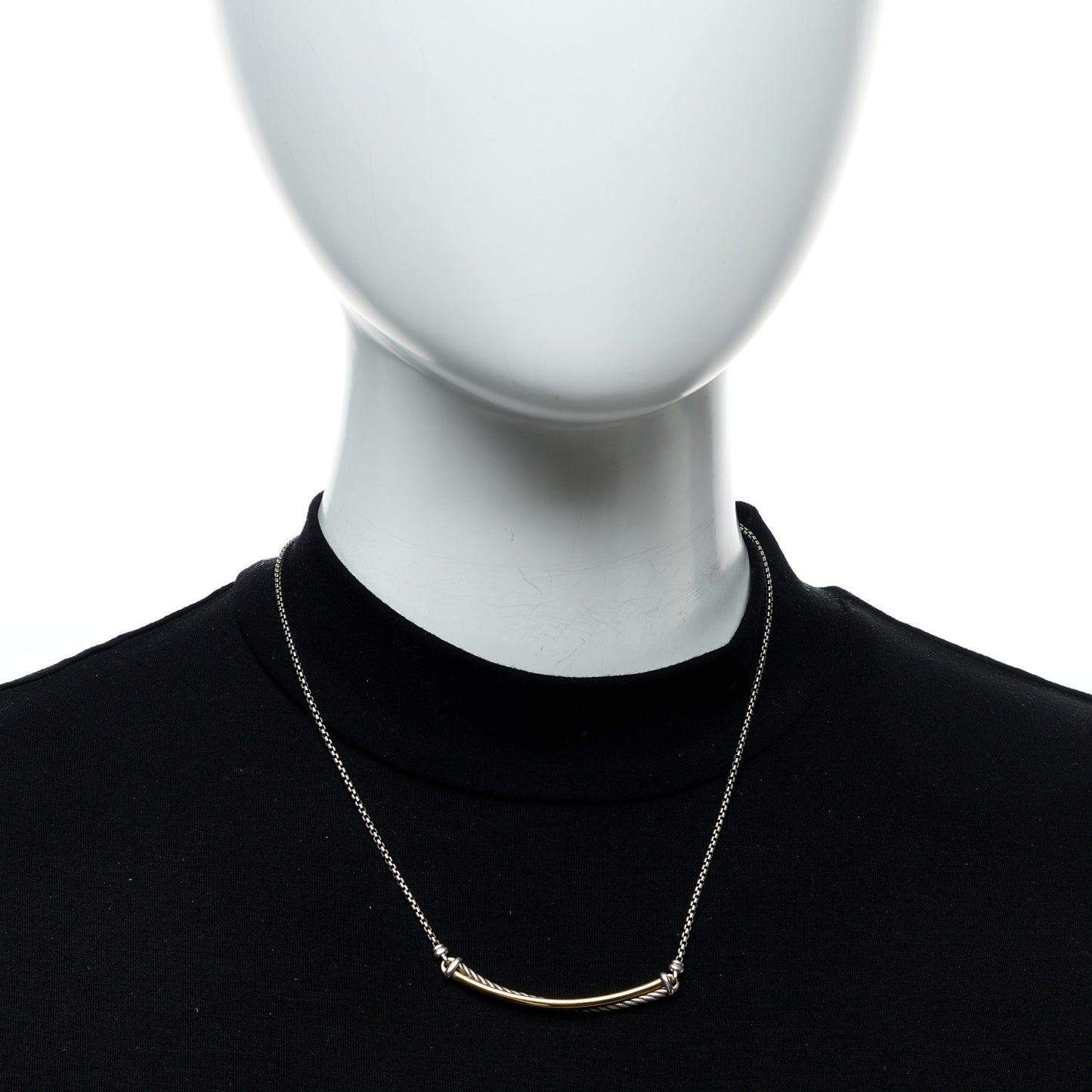Sterling Silver 18K Yellow Gold Crossover Bar Pendant Necklace