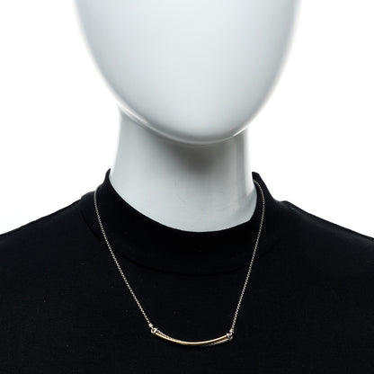 David Yurman Sterling Silver 18K Yellow Gold Crossover Bar Pendant Necklace 2 of 5