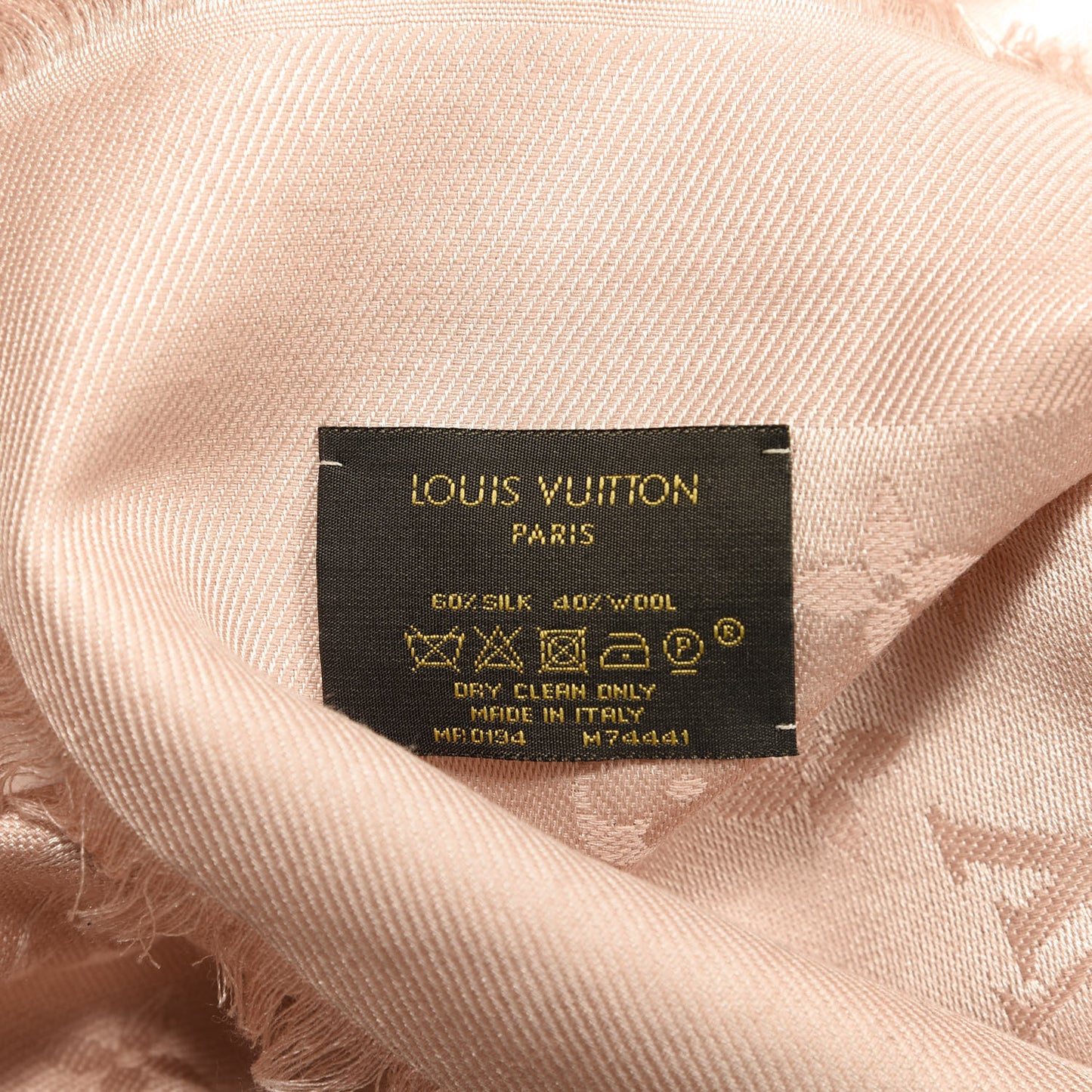 Silk Wool Monogram Shawl Natural