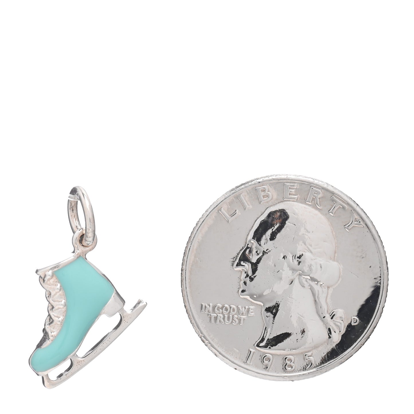 Sterling Silver Enamel Ice Skate Charm Blue