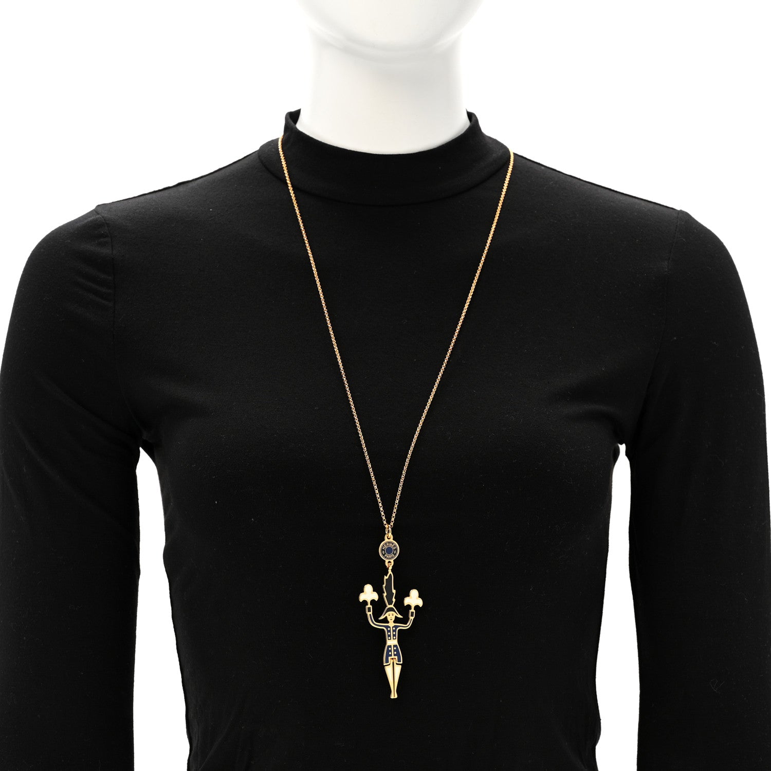 Hermes Metal Enamel Artificier Pendant Necklace Orfevre 2 of 8