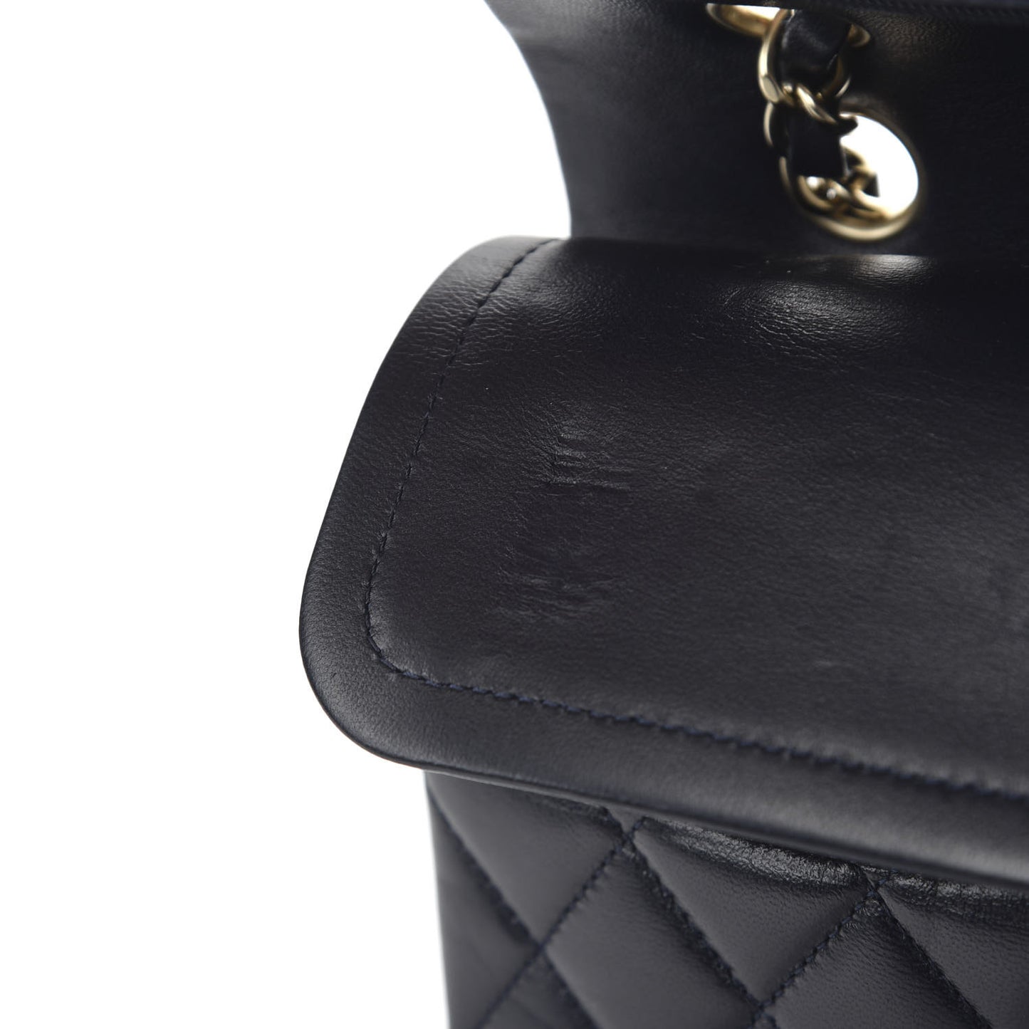 Lambskin Quilted Medium Double Flap Navy
