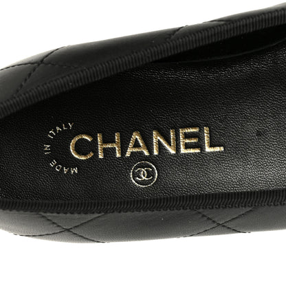 Chanel Lambskin Quilted CC Cambon Ballet Flats 38.5 Black White 7 of 11