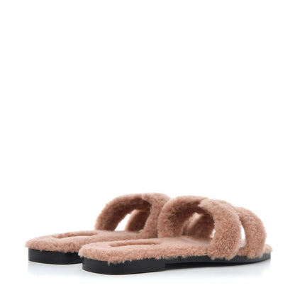 Hermes Woolskin Oran Sandals 37.5 Rose Aube 4 of 8