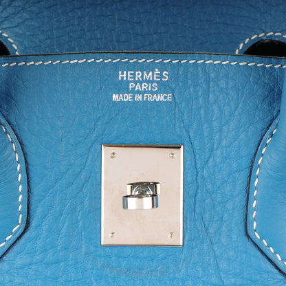 Hermes Taurillon Clemence Birkin 35 Blue Jean 15 of 33