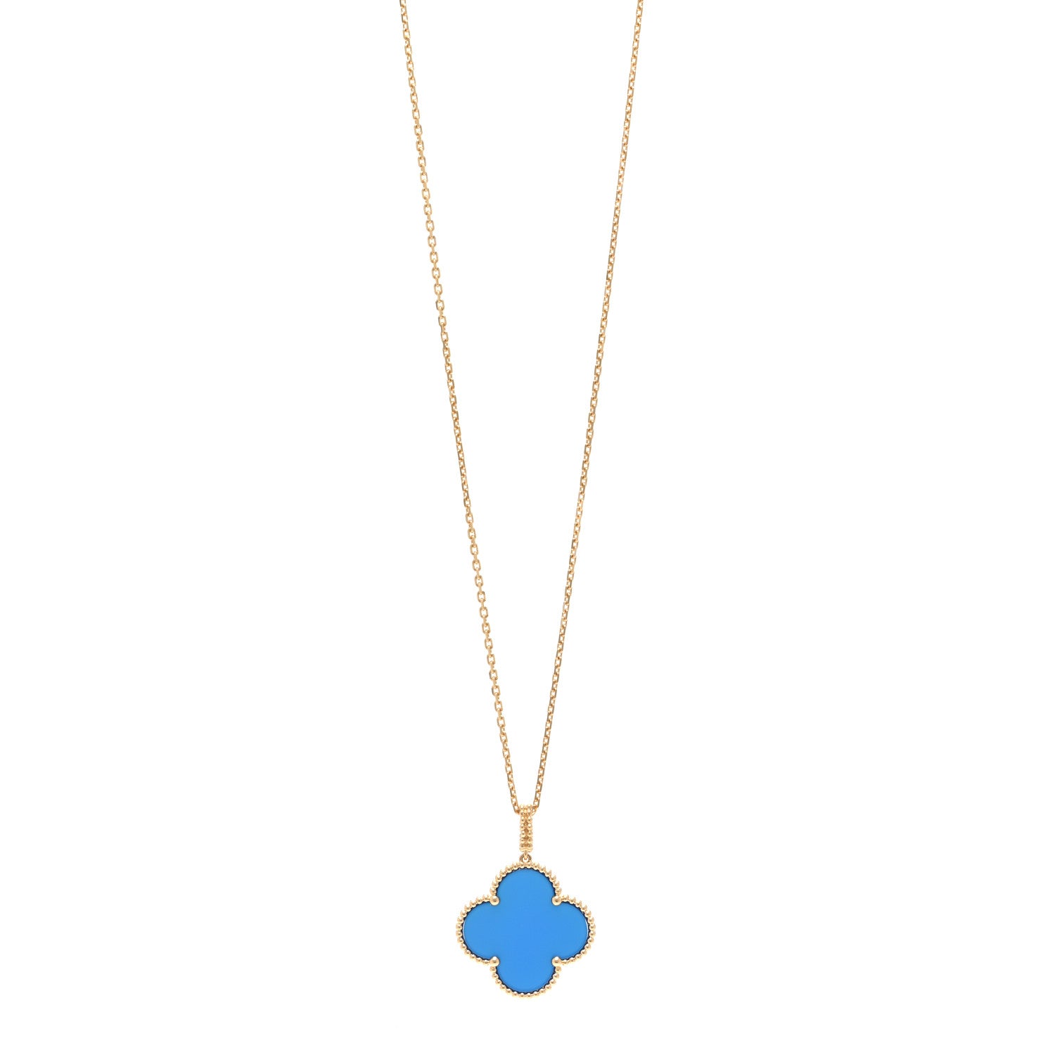 Van Cleef & Arpels 18K Yellow Gold Blue Agate Magic Alhambra Long Necklace 1 of 5