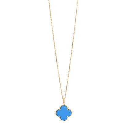 Van Cleef & Arpels 18K Yellow Gold Blue Agate Magic Alhambra Long Necklace 1 of 5