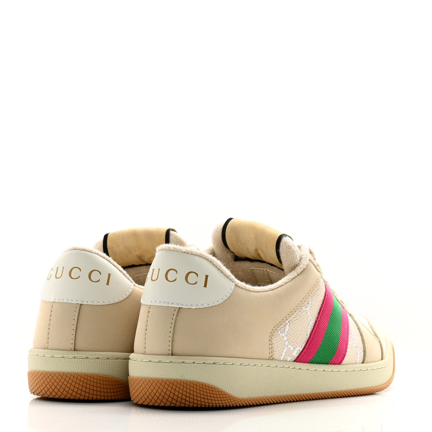 Lame GG Monogram Nubuck Web Screener Sneakers 37.5 Gardenia Silver Dusty Milk White