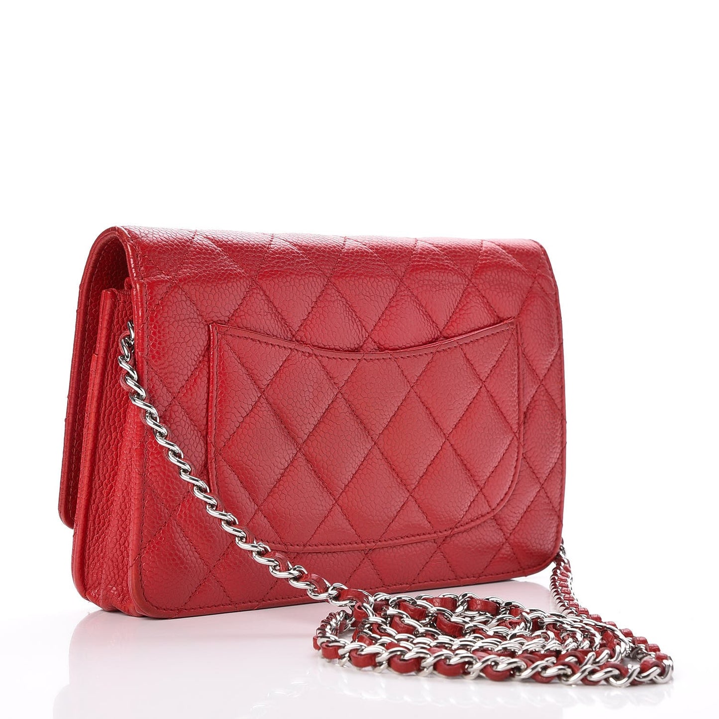 Caviar Quilted Wallet on Chain WOC Red