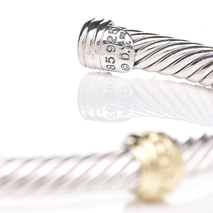 David Yurman Sterling Silver 14K Yellow Gold 5mm Cable Classics Two Station Bracelet 5 of 5