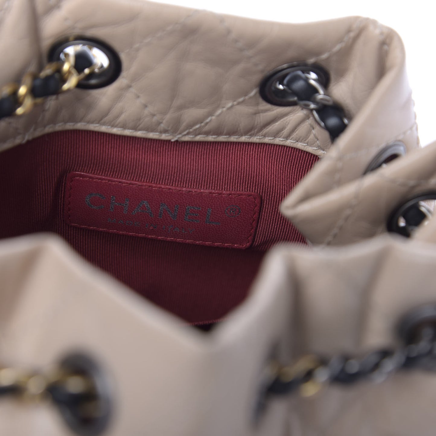 Aged Calfskin Quilted Small Gabrielle Backpack Beige Black